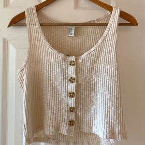New Cream Tank Crop Top